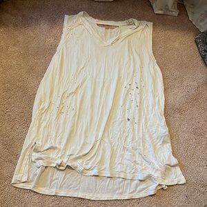 White rip boho tank